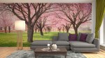 Woonkamer fotobehang roze bloesem